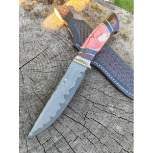 РОЖЕВИЙ КЛИК ніж ручної роботи майстра MV Knify, сталь K390 в обкладках багатошарового нерждамаску, 64 HRC. Photo 3